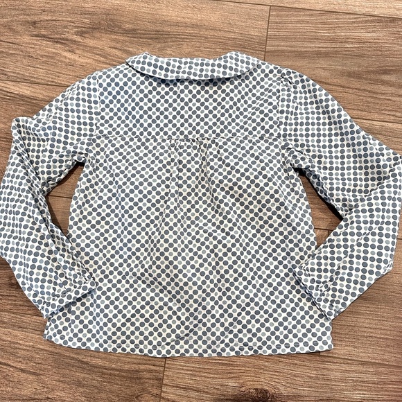 Strasburg Girls 8 Peter Pan Collar Blue and Gray Polka Dot Blouse - Picture 5 of 5
